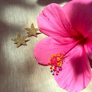 Vintage gold glitter star post earrings